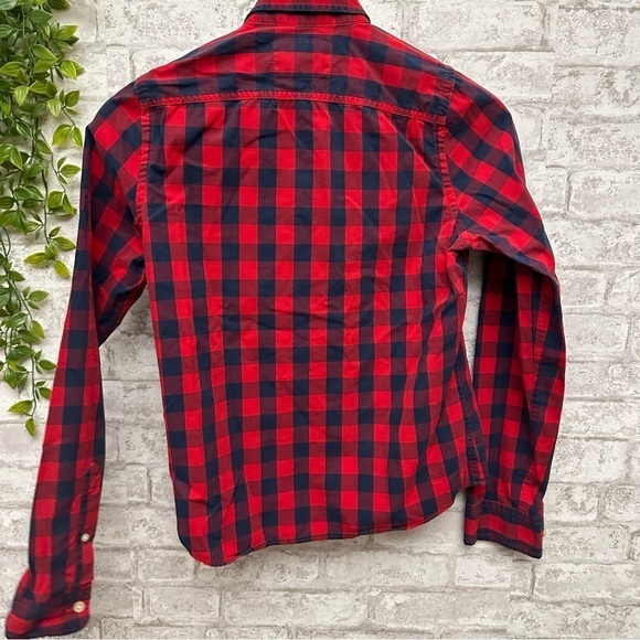 ABERCROMBIE kid’s muscle button down checkered‎ size XL red and blue - Picture 3 of 4